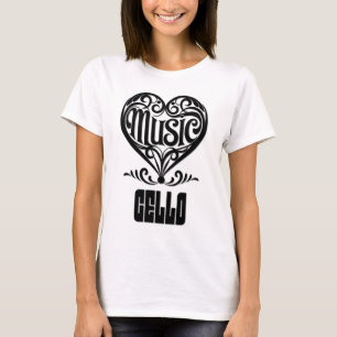 Elegant Scrolled Heart för Cello Älskare T Shirt