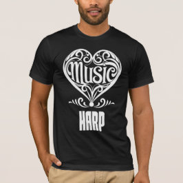 Elegant Scrolled Heart för Harp Älskare T Shirt