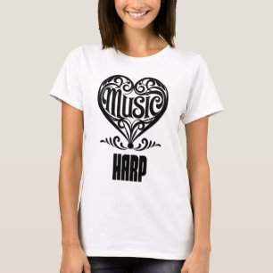Elegant Scrolled Heart för Harp Älskare T Shirt