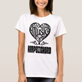 Elegant Scrolled Heart för Harpsichord Älskare T Shirt