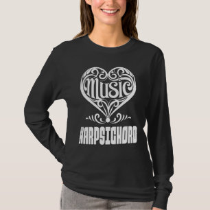 Elegant Scrolled Heart för Harpsichord Älskare T Shirt