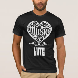 Elegant Scrolled Heart för Lute Älskare T Shirt