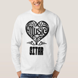 Elegant Scrolled Heart för Sitar Älskare T Shirt