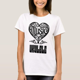 Elegant Scrolled Heart för Ukulele Älskare T Shirt