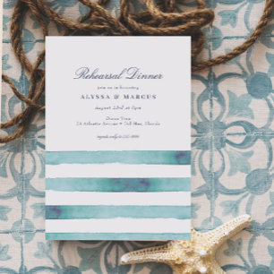 Elegant Sea Aqua Rand Nautical Rehearsal Dinner Inbjudningar