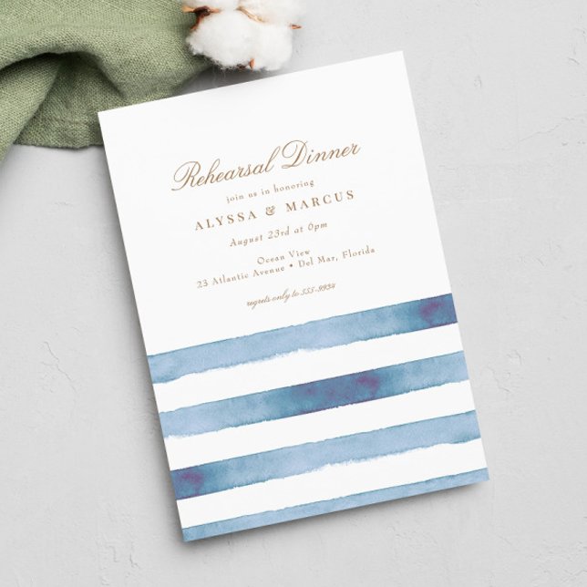 Elegant Sea Blue Rand Nautical Rehearsal Dinner Inbjudningar (Skapare uppladdad)