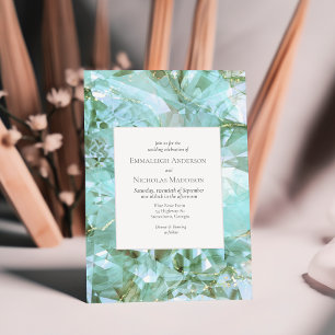 Elegant Sea Glass Crystal Gemstone Bröllop Inbjudningar