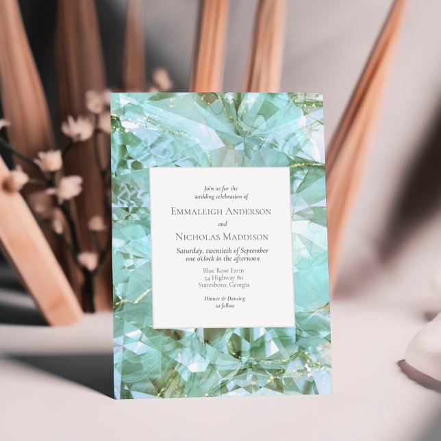 Elegant Sea Glass Crystal Gemstone Bröllop Inbjudningar (Skapare uppladdad)