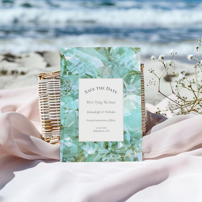 Elegant Sea Glass Crystal Spara datum Vykort (Skapare uppladdad)