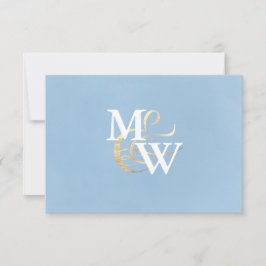 Elegant Sea Glass Dusty Blue Monogram Bröllop OSA Kort