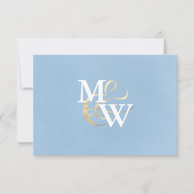 Elegant Sea Glass Dusty Blue Monogram Bröllop OSA Kort (Framsida)