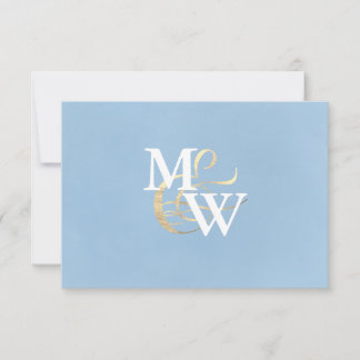 Elegant Sea Glass Dusty Blue Monogram Bröllop OSA Kort