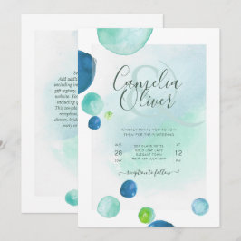 Elegant Sea Glass Watercolor Boho Bröllop Inbjudningar