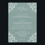Elegant Sea Grönt Vintage bröllop Menus Meny<br><div class="desc">Elegant Djuphavets Grönt Bröllop Menu: Denna havets grönt är en djupare blå grönt färg. Den här lyxmenyn bröllop är perfekt för en elegant,  klassisk bröllop. Den har en vintage eller gräns på en havsbakgrund med grönt i kombination med modern och elegant kalligrafi. Se alla matchande produkter nedan.</div>