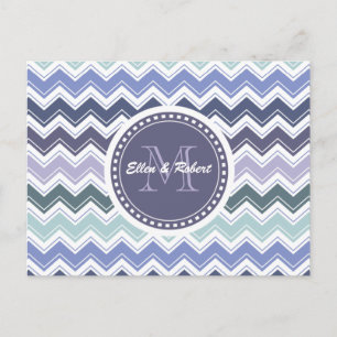 Elegant Sea Grönts and Blues Chevron ZigZag Vågar Vykort