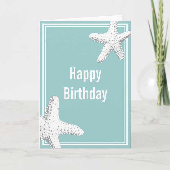 Elegant Sea Stars Birthday Greeting Card Kort (Framsida)