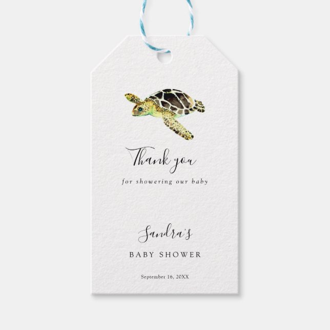 Elegant Sea Turtle Baby Shower enkel minimal Presentetikett (Framsidan)