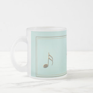Elegant Seafoam Embossed Music Note Piano Singer Frostad Glasmugg
