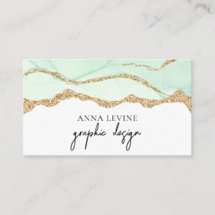 Elegant Seafoam Grönt Agate och Guld Visitkort