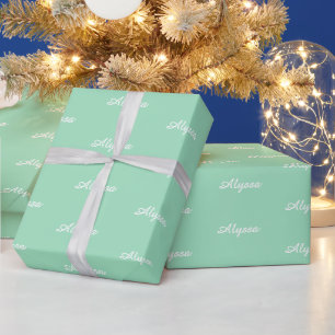 Elegant Seafoam grönt anpassningsbar , namn chic Presentpapper