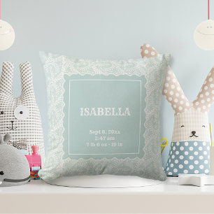 Elegant Seafoam Grönt Faux Snöre Boy Girl Nursery Kudde
