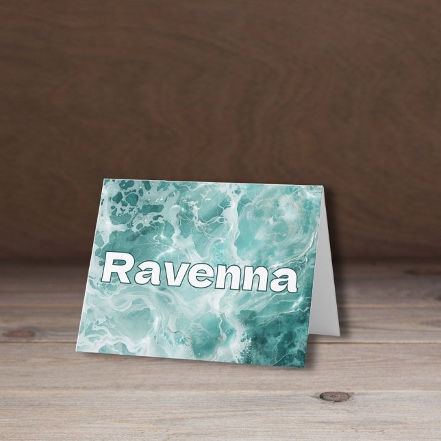 Elegant Seafoam Silver Wedding White Name Anteckningskort (Skapare uppladdad)