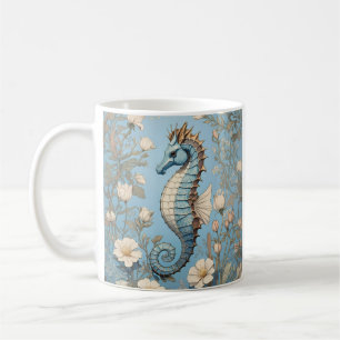 Elegant Seahorse William Morris Inspired Kaffemugg
