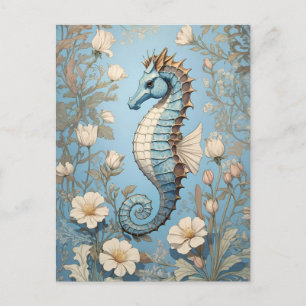 Elegant Seahorse William Morris Inspired Vykort