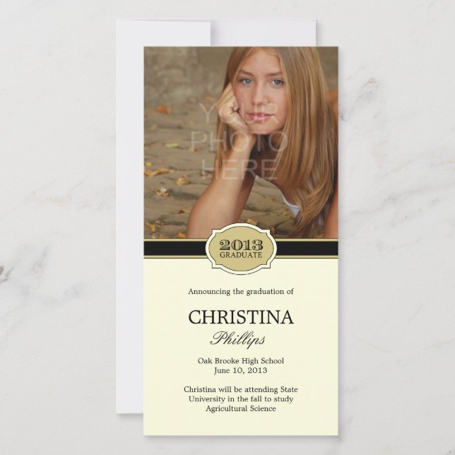 Elegant Seal Studenten annons Fotokort Meddelande (Framsida)