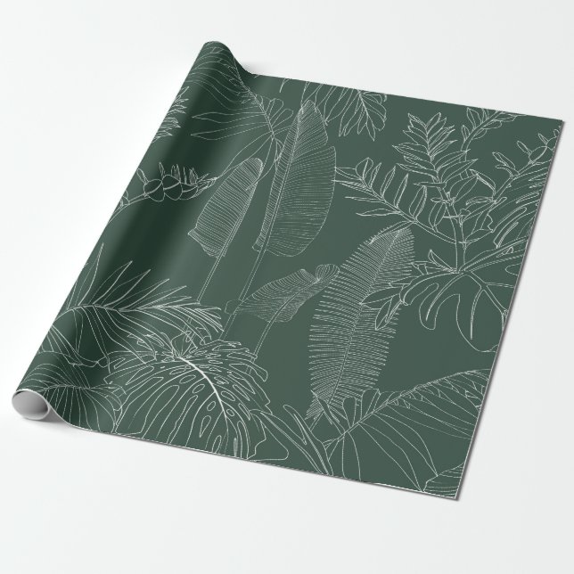 Elegant seamless pattern with green hand drawn lin presentpapper (Utrullad)