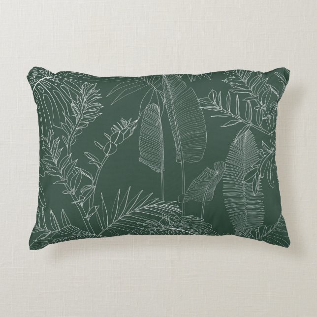 Elegant seamless pattern with green hand drawn lin prydnadskudde (Framsidan)
