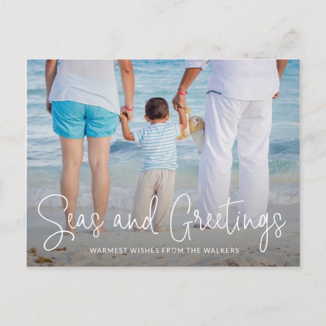 Elegant Seas och Hälsning Beach Photo jul Helg Vykort (Framsida)