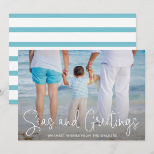Elegant Seas och Hälsning Beach Photo jul Julkort