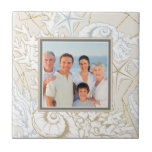Elegant Seashell Beach Marine Personlig Photo Kakelplatta<br><div class="desc">Den här eleganten är utformad med ett favoritfoto som omges av ett ram av segelceller och korall</div>
