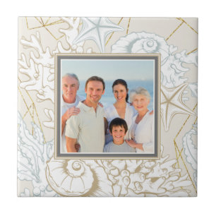 Elegant Seashell Beach Marine Personlig Photo Kakelplatta