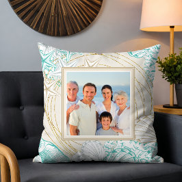 Elegant Seashell Beach Nautical Personlig Photo Kudde