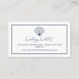 Elegant Seashell Beach Navy Blue Bröllop webbplats Tilläggskort