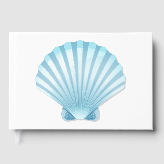 Elegant Seashell Blue Nautical Beach Wedding Gästböcker (Framsida)
