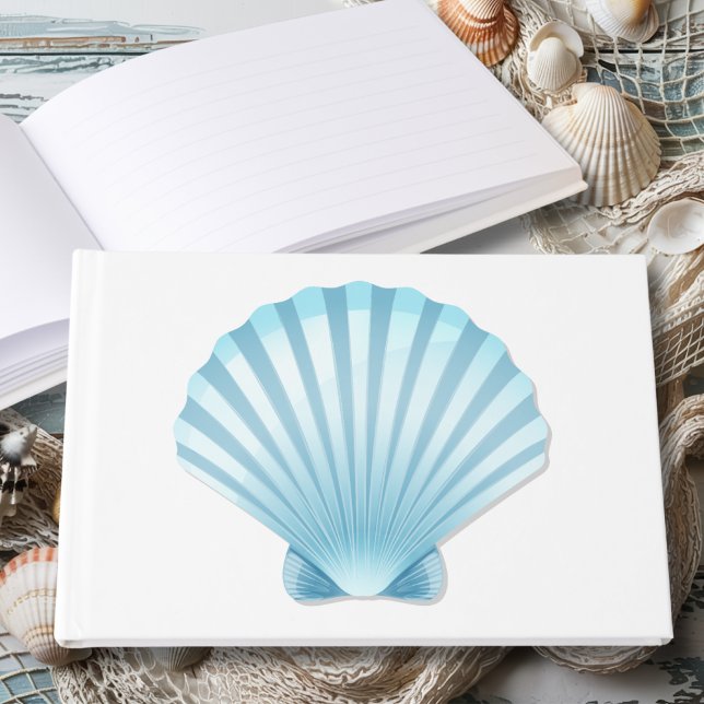 Elegant Seashell Blue Nautical Beach Wedding Gästböcker (Skapare uppladdad)