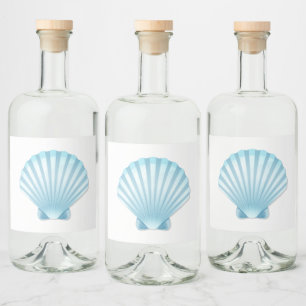 Elegant Seashell Blue Nautical Beach Wedding Spritflaskor Etikett
