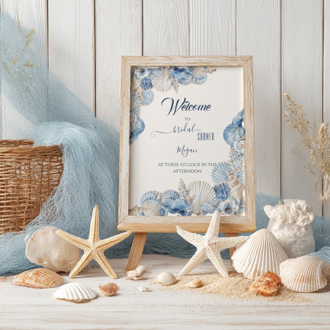 Elegant Seashell Border Wedding welcome Poster (Skapare uppladdad)