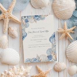 Elegant Seashell Gräns Bröllop Inbjudningar