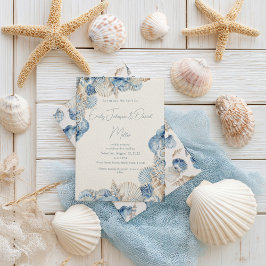 Elegant Seashell Gräns Bröllop Inbjudningar