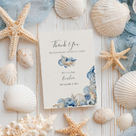 Elegant Seashell Gräns Bröllop Tack Kort