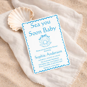 Elegant Seashell Havet Ser Dig Snart Baby Shower Inbjudningar