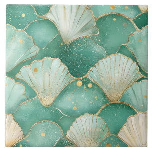 Elegant Seashell och Guld Kustkeramiskt plattor Kakelplatta