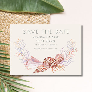 Elegant Seashell Photo Beach Wedding Spara datum Datumet