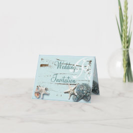 Elegant Seashells Beach Wedding Stationery Inbjudan