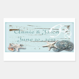 Elegant Seashells Beach Wedding Stationery Rektangulärt Klistermärke