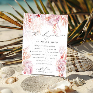 Elegant Seashells Corals Bröllop Tack Kort